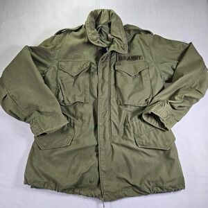 Vintage US Army Field Coat Cold Weather Mens Small Regular Olive Green Jacket